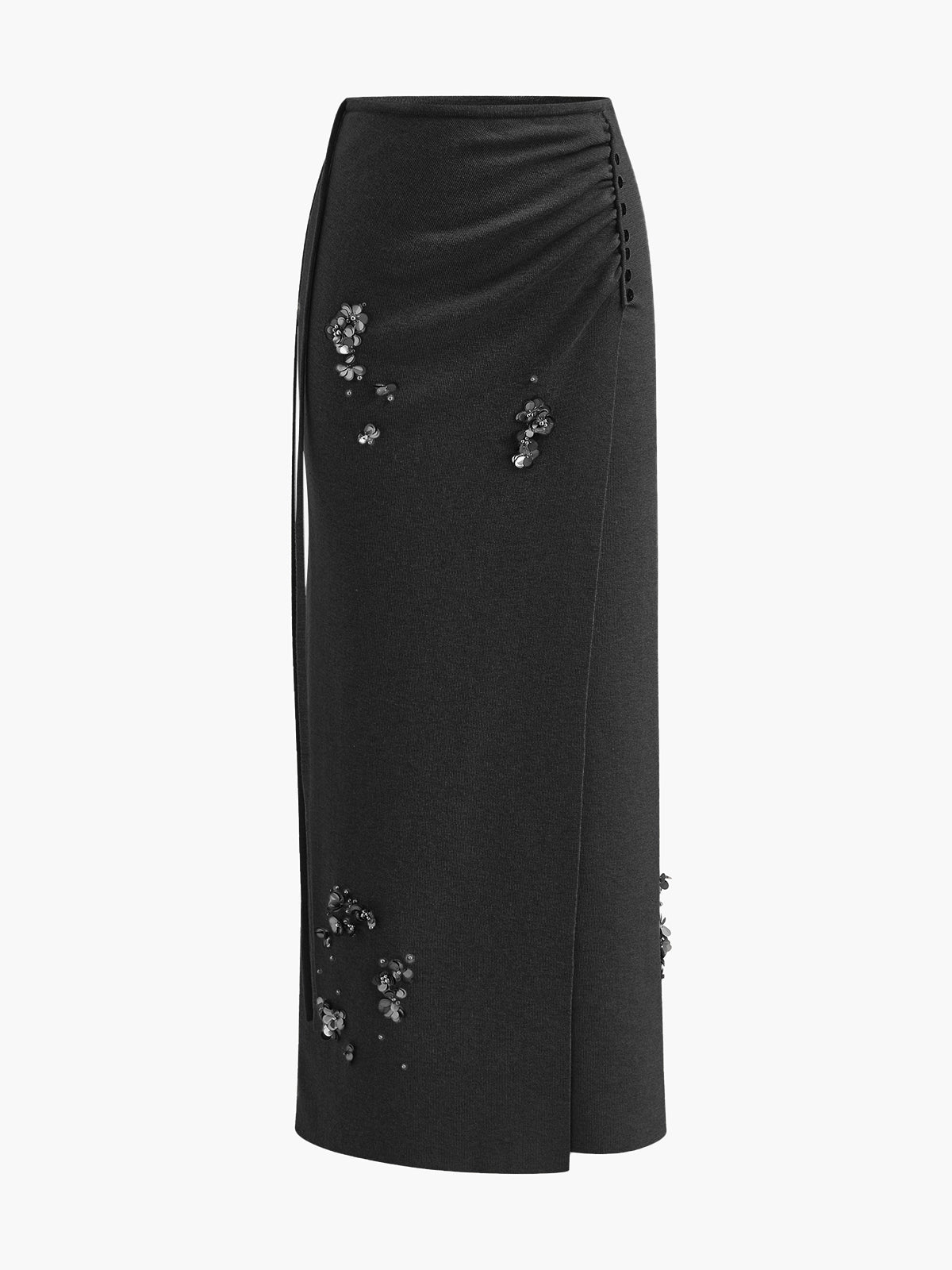 Yün Karışımlı Pileli Payetli Triko Etek