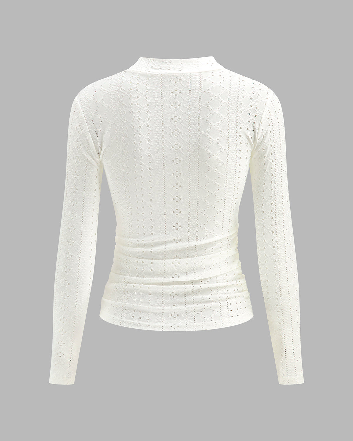 Yarı Şeffaf Dik Yaka Yandan Pileli Dar Bluz