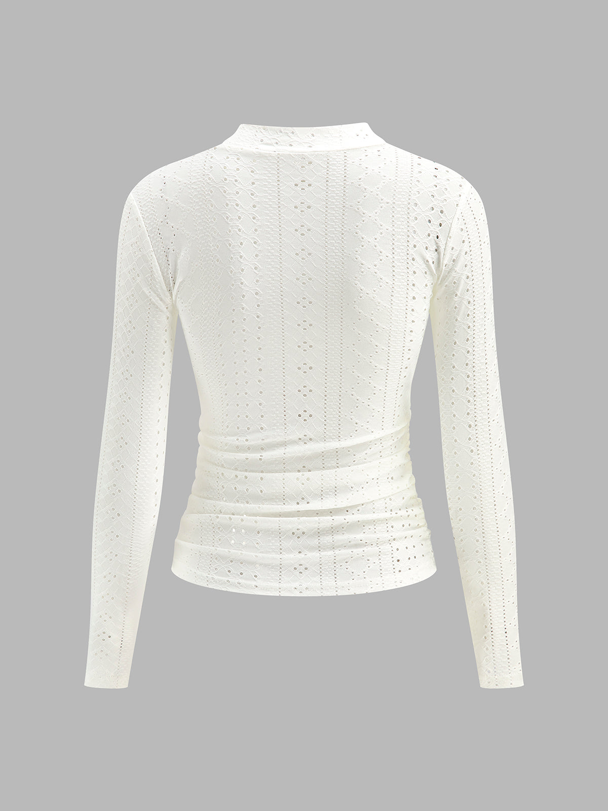 Yarı Şeffaf Dik Yaka Yandan Pileli Dar Bluz