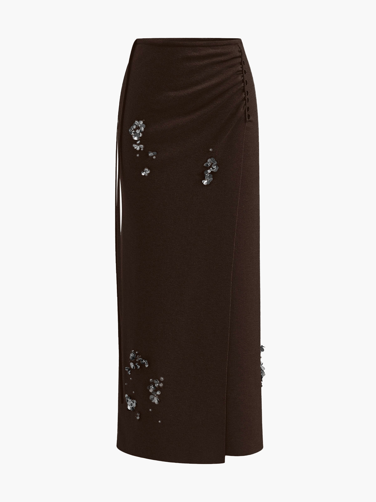 Yün Karışımlı Pileli Payetli Triko Etek