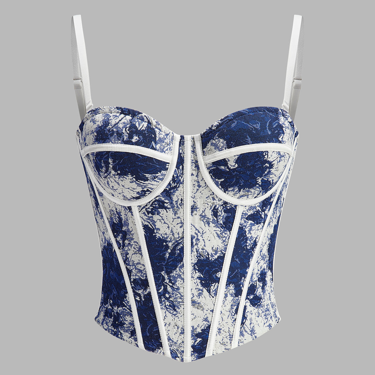 Baskılı Fermuarlı Korse Üst