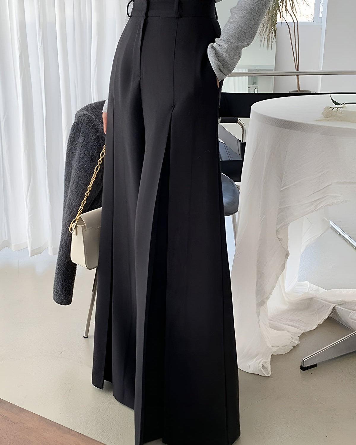 Yüksek Bel Pileli Bol Paça Pantolon