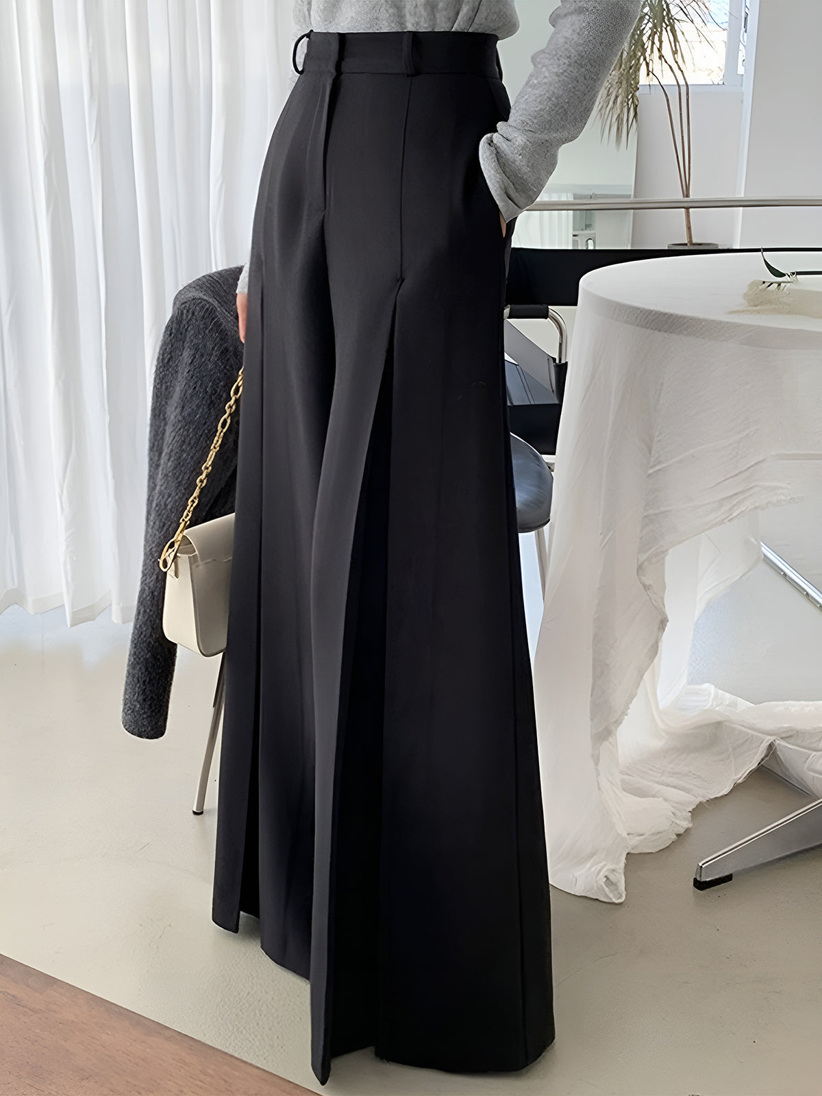 Yüksek Bel Pileli Bol Paça Pantolon