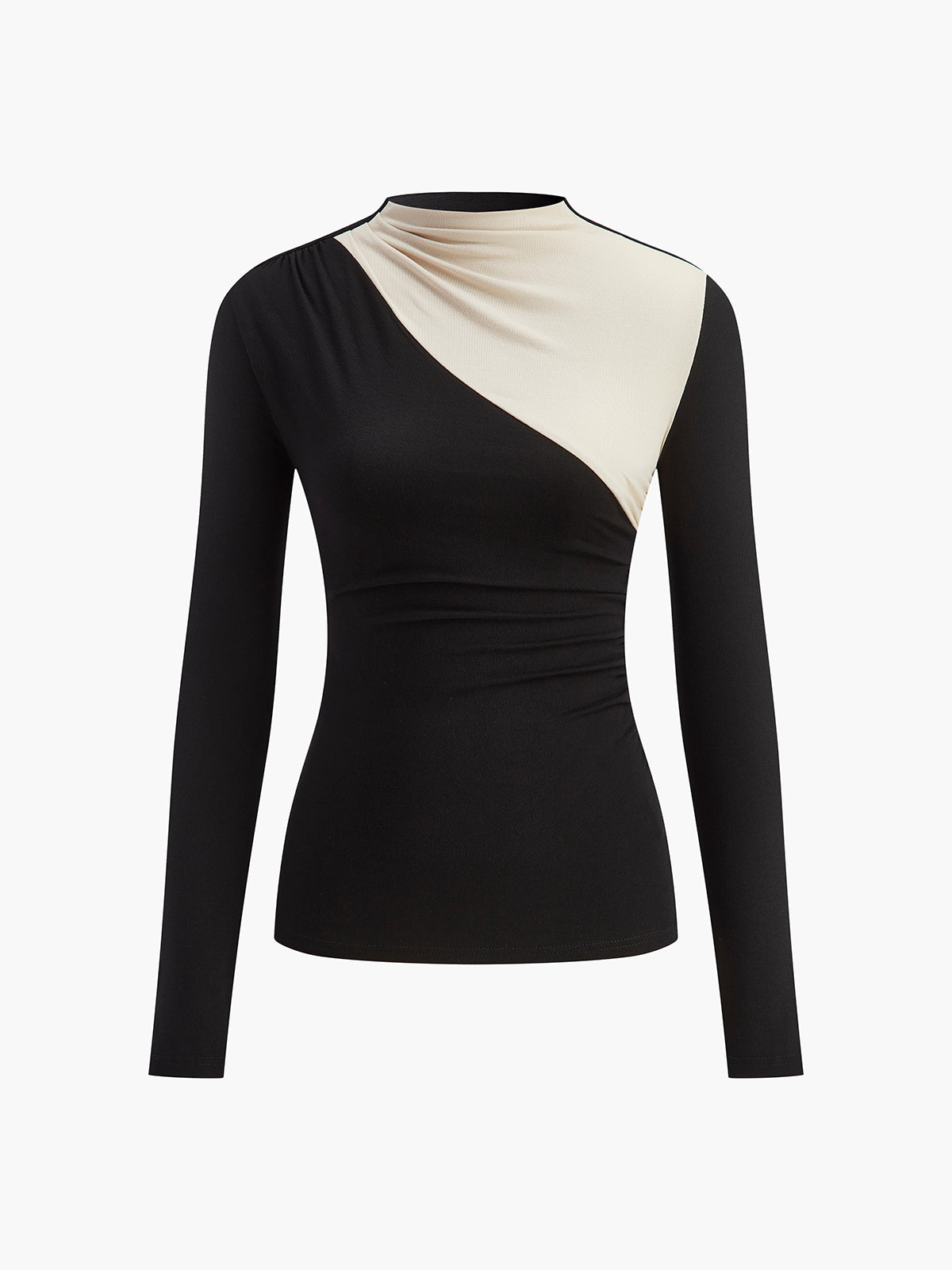 Renk Bloklu Uzun Kollu Bluz