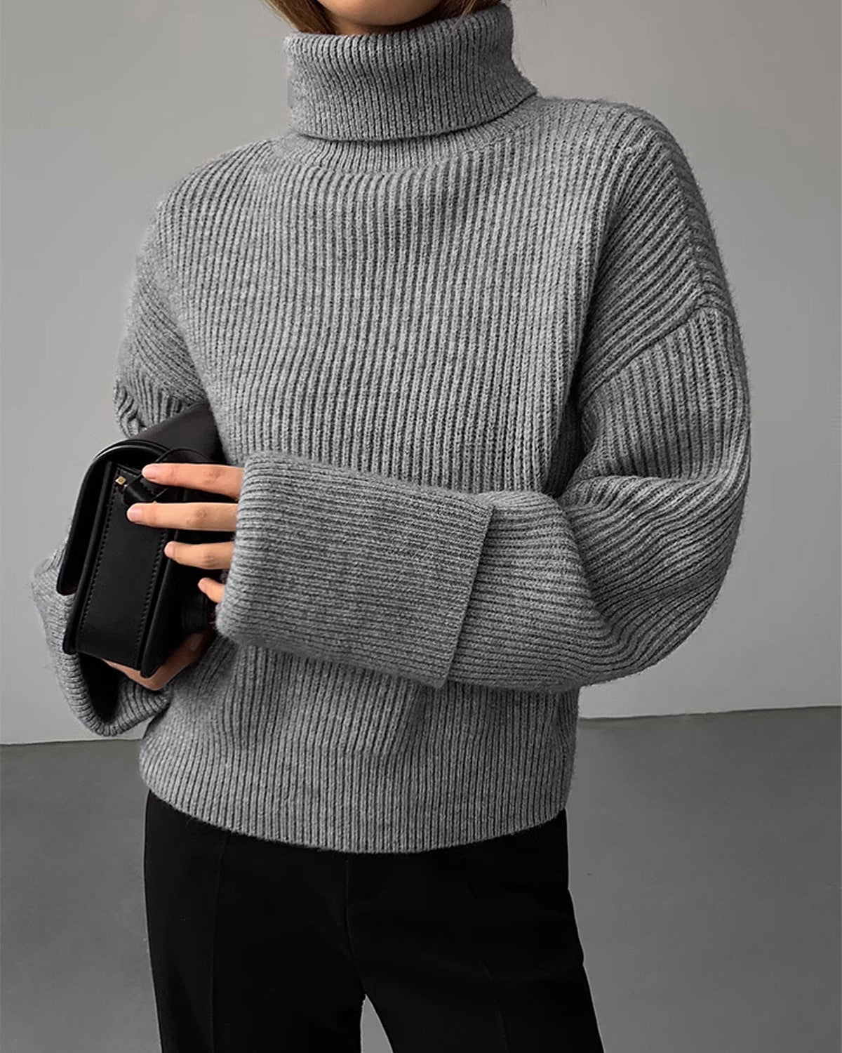 Turtleneck Yivli Sıcak Kazak