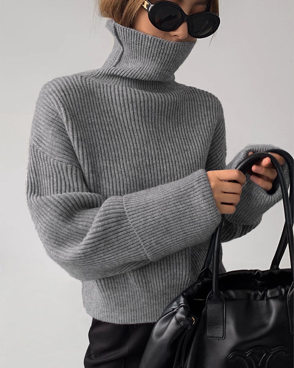 Turtleneck Yivli Sıcak Kazak