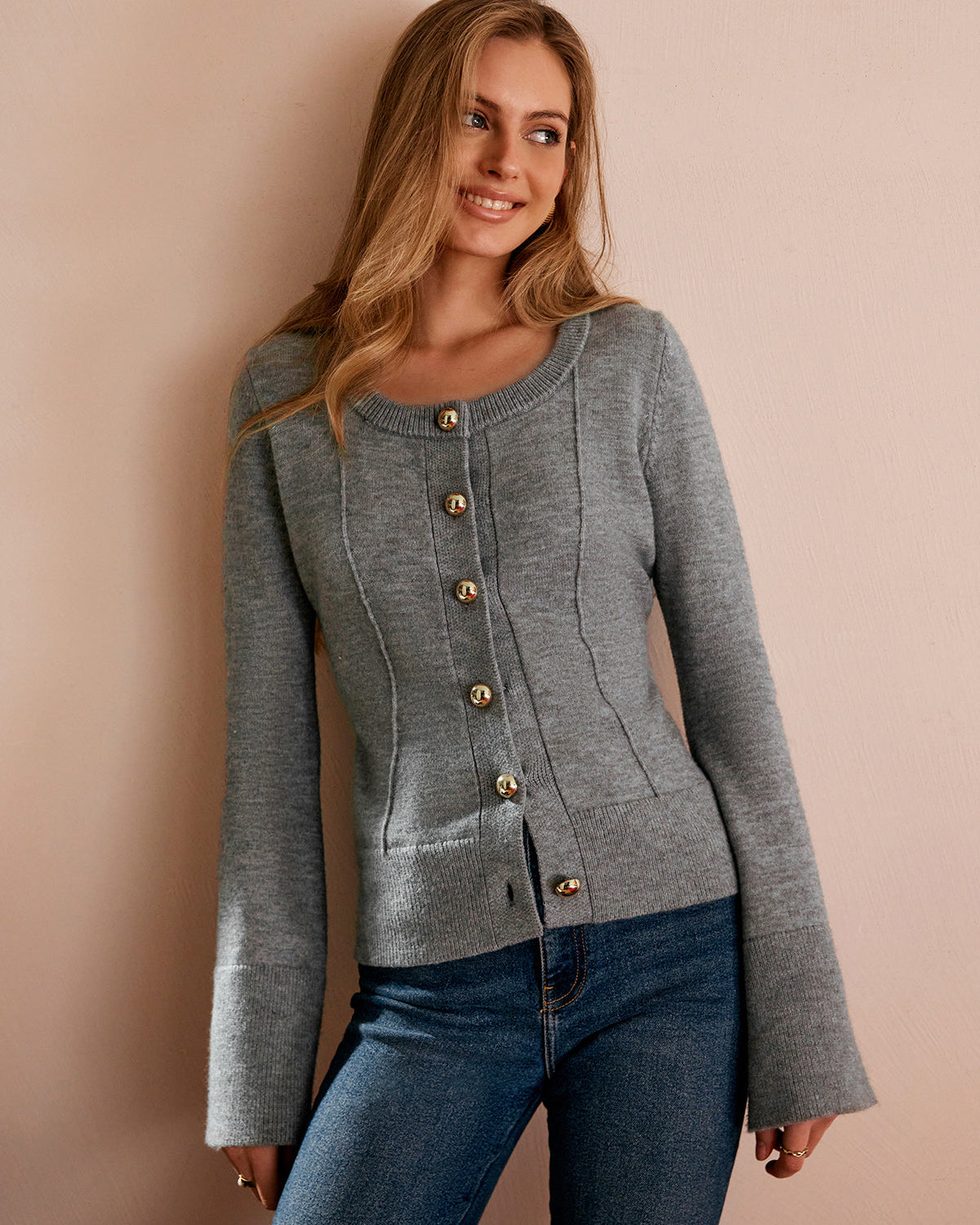 Önden Düğmeli Volan Kol Dar Hırka