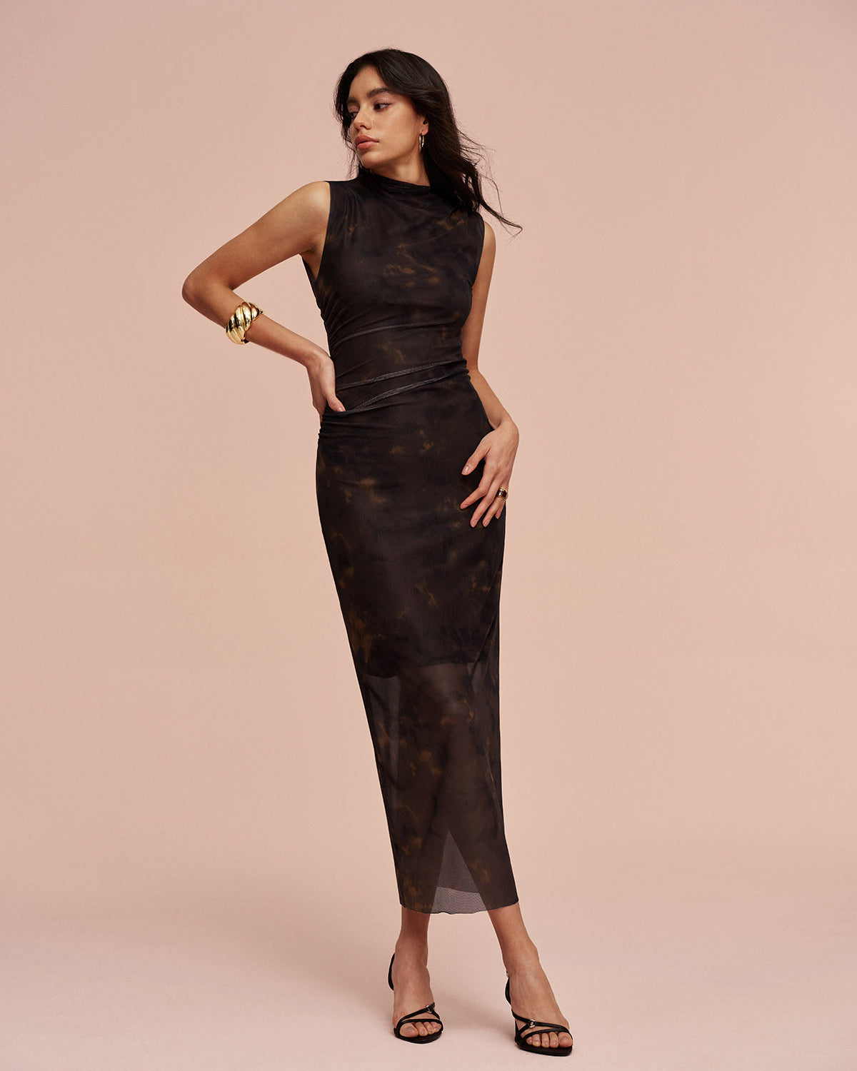 Jarse Astarlı Kolsuz Tül Elbise