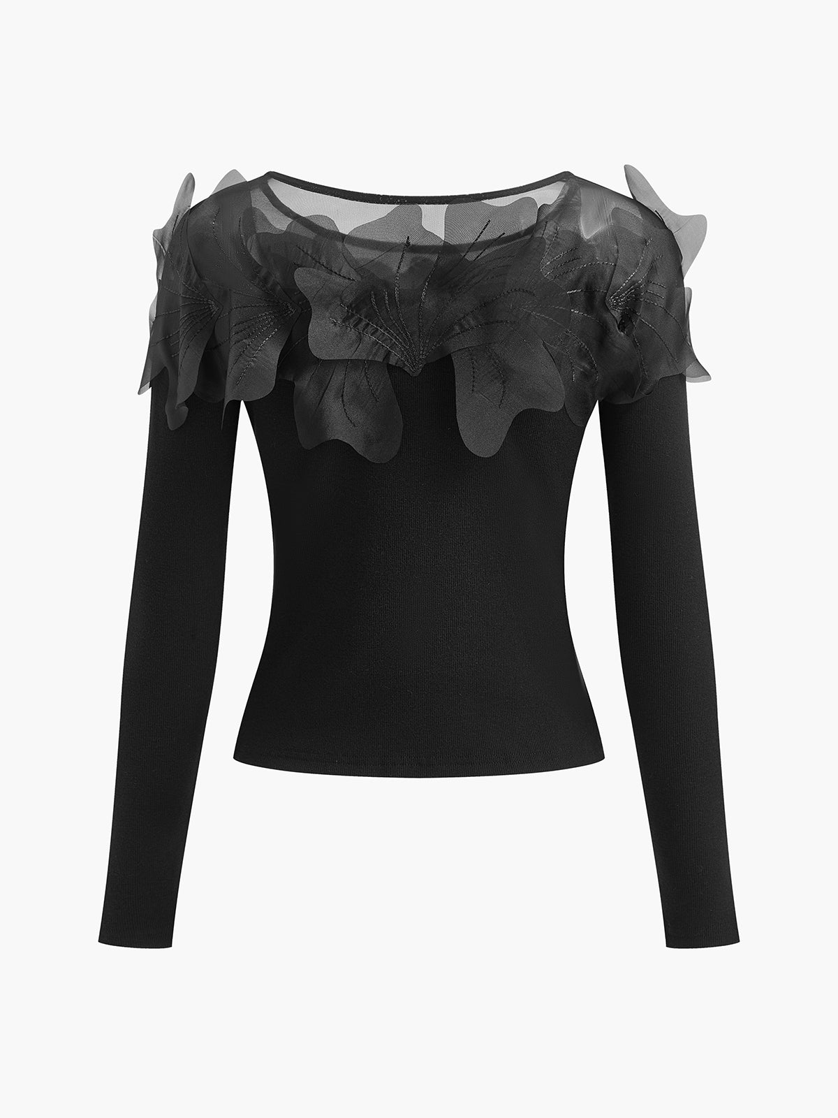 Yarı Şeffaf Çiçek Desenli Dar Bluz