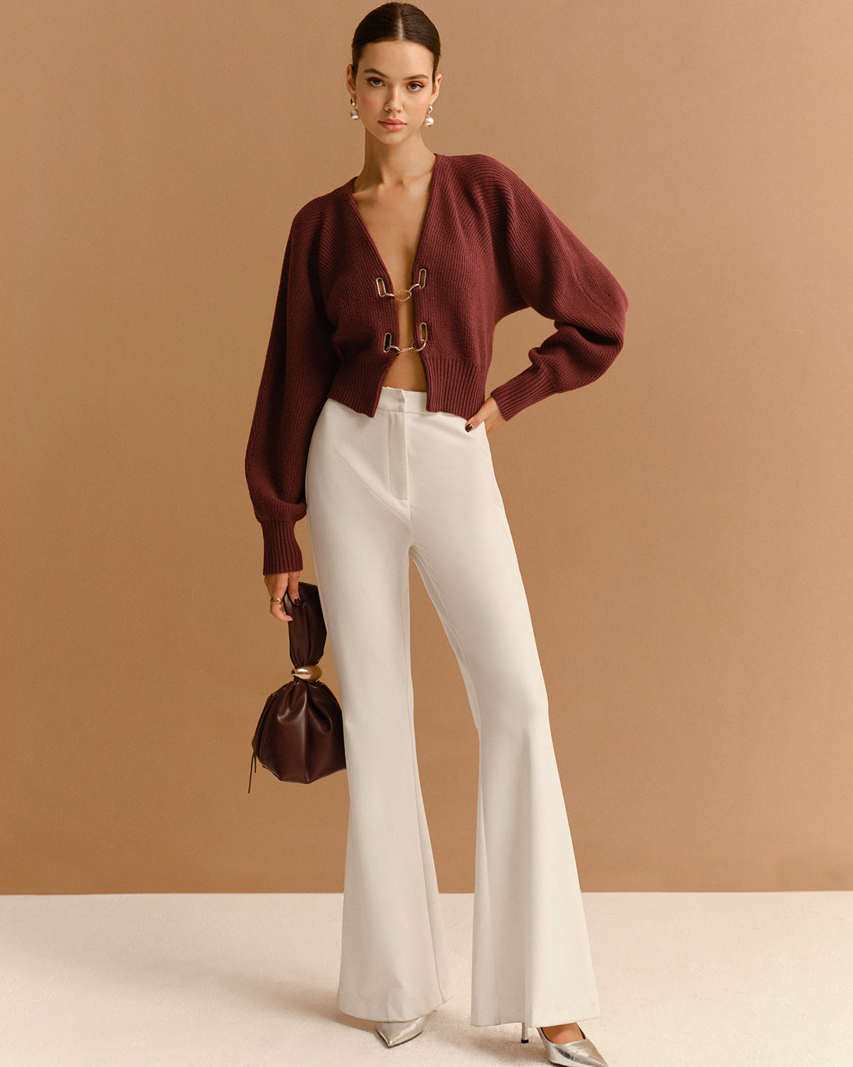 Kuzu Kolu Metal Detaylı Kısa Hırka