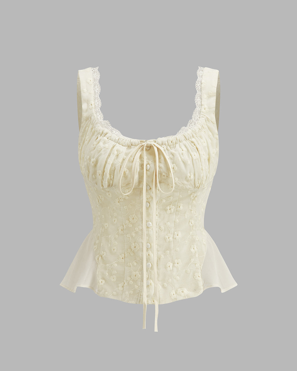 Çiçek Desenli Dantel Detaylı Peplum Bluz