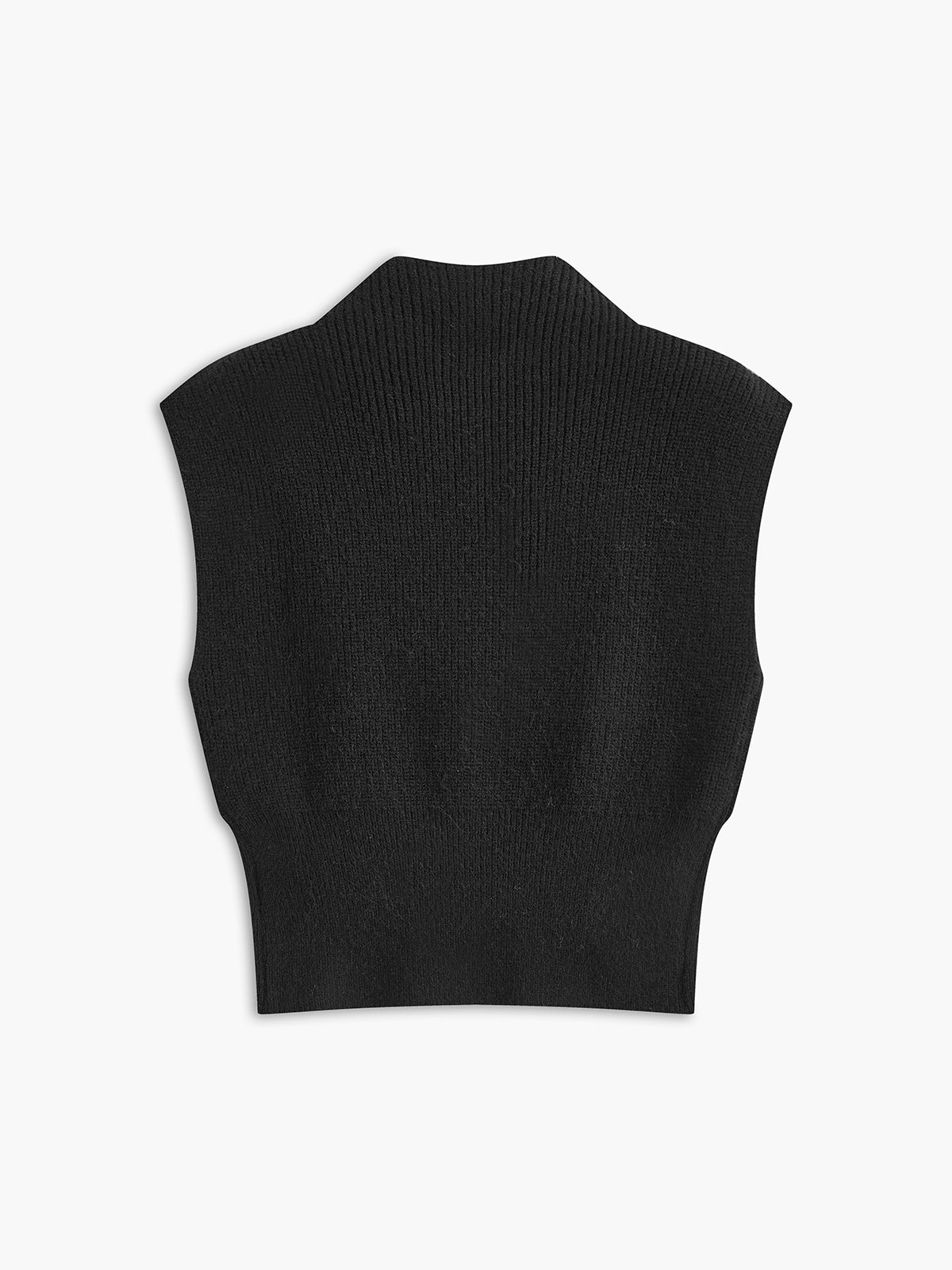 Dik Yaka Nakışlı Çiçek Desenli Triko Yelek