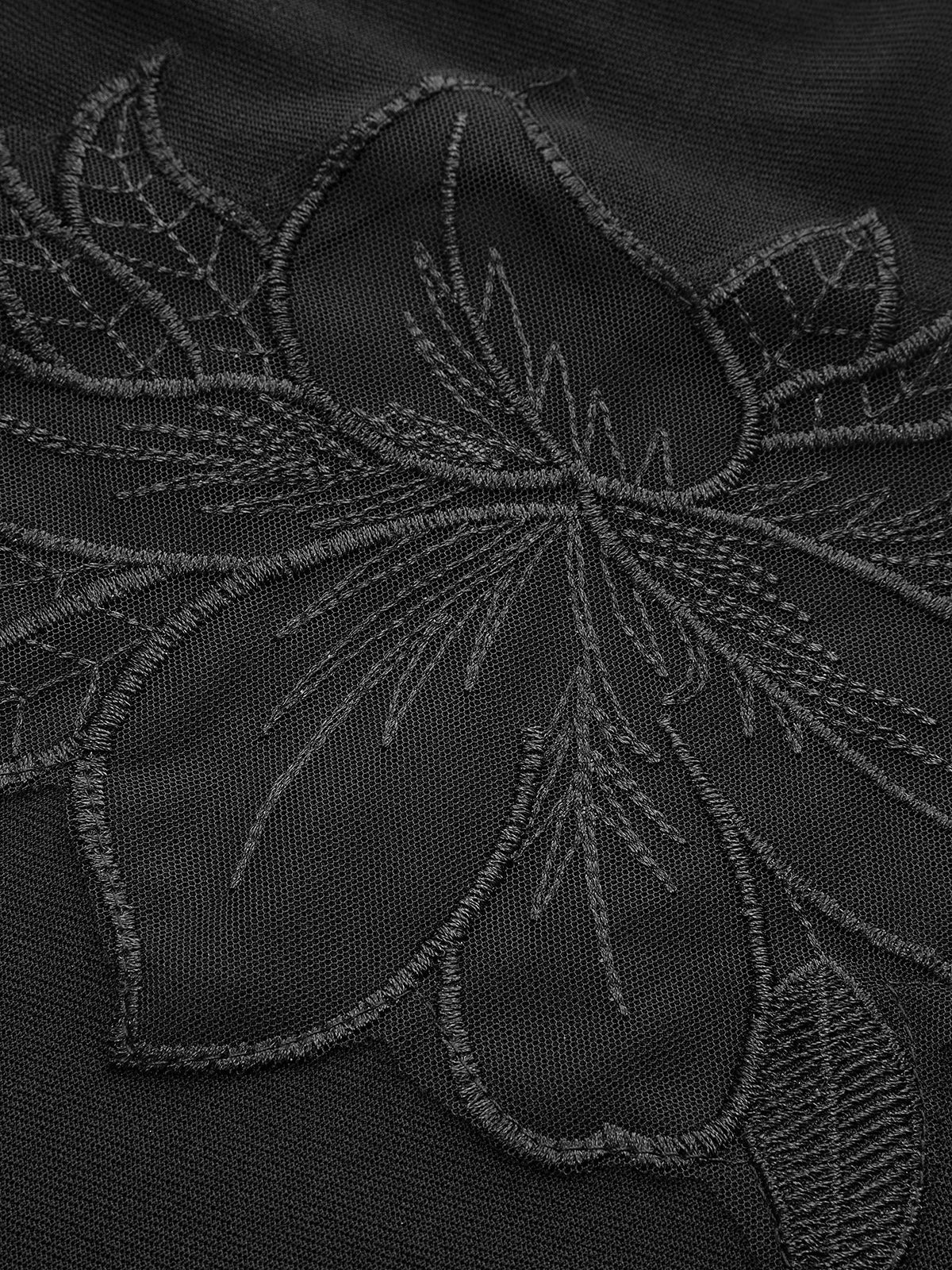 Yarı Şeffaf File-Çiçek Desenli Dar Jarse Bluz