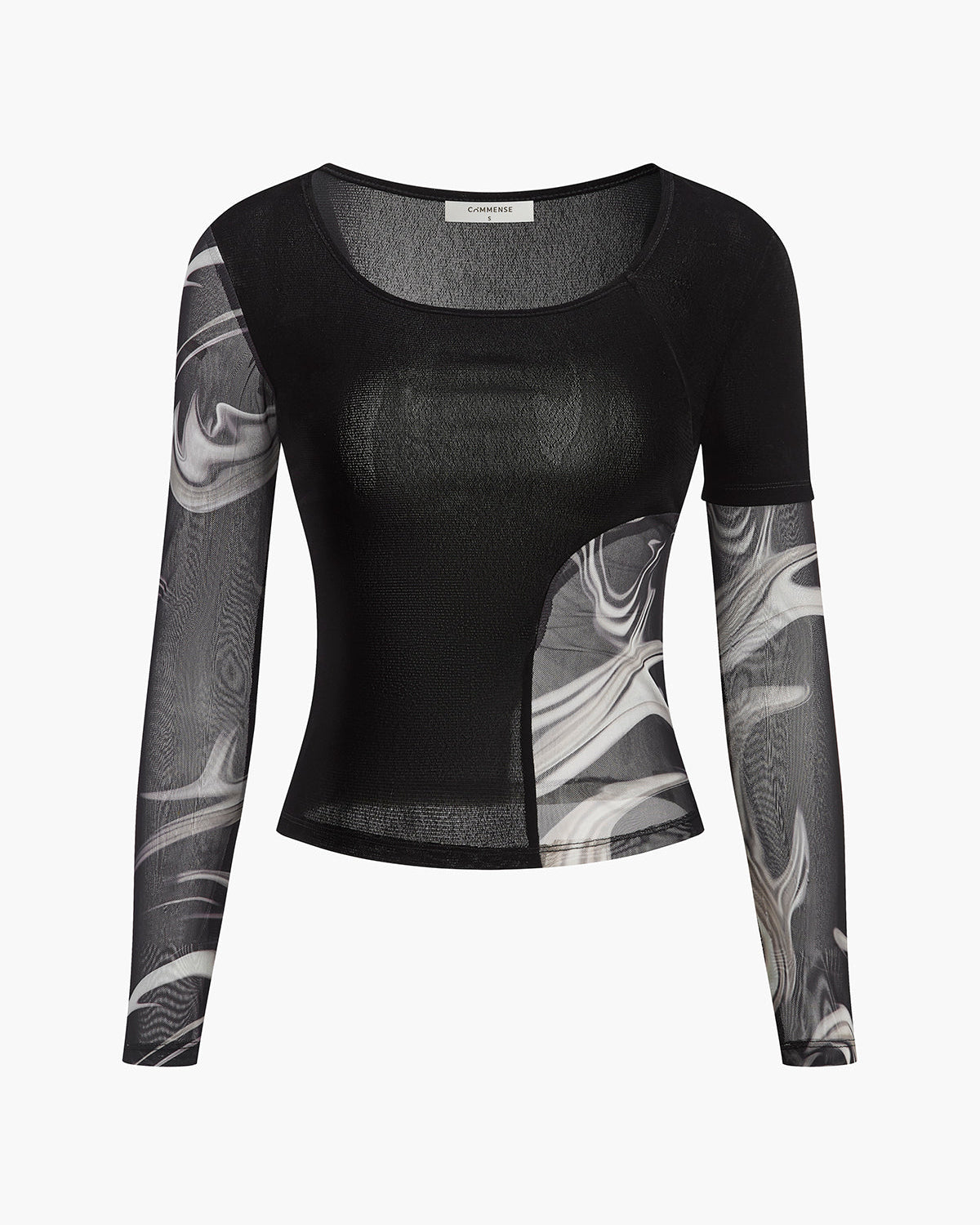 Yarı Transparan Geometrik Desenli Tül Jarse Üst