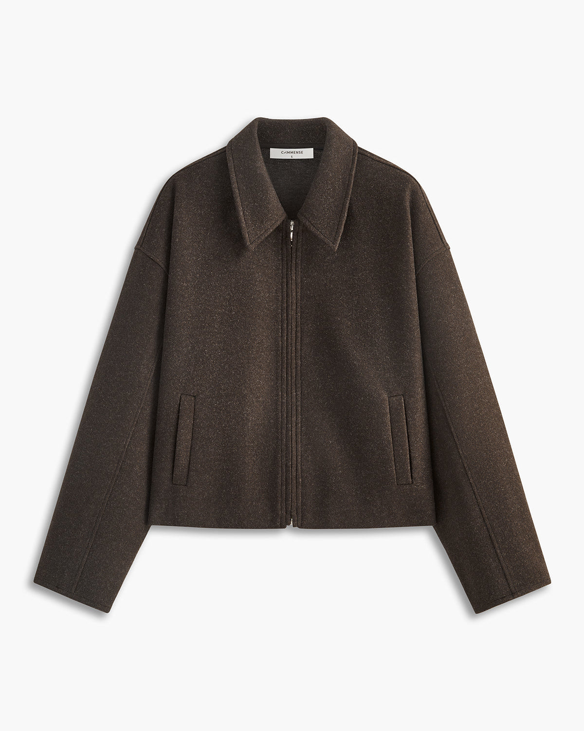 Düz Fermuarlı Tweed Ceket