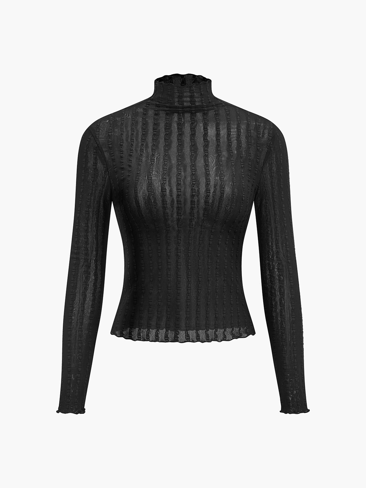 Yarım Balıkçı Yaka Yarı Şeffaf Dar Tişört