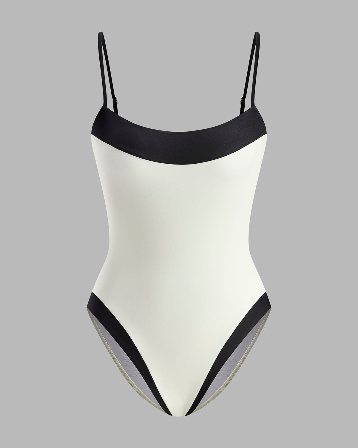 Kontrast Biyeli İnce Askılı Tek Parça Mayo