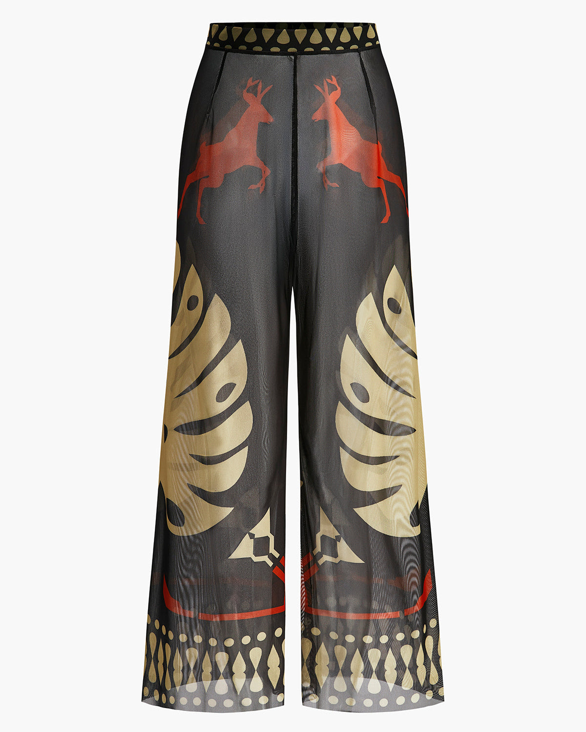 Şeffaf Baskılı Bol Paça Plaj Pantolonu