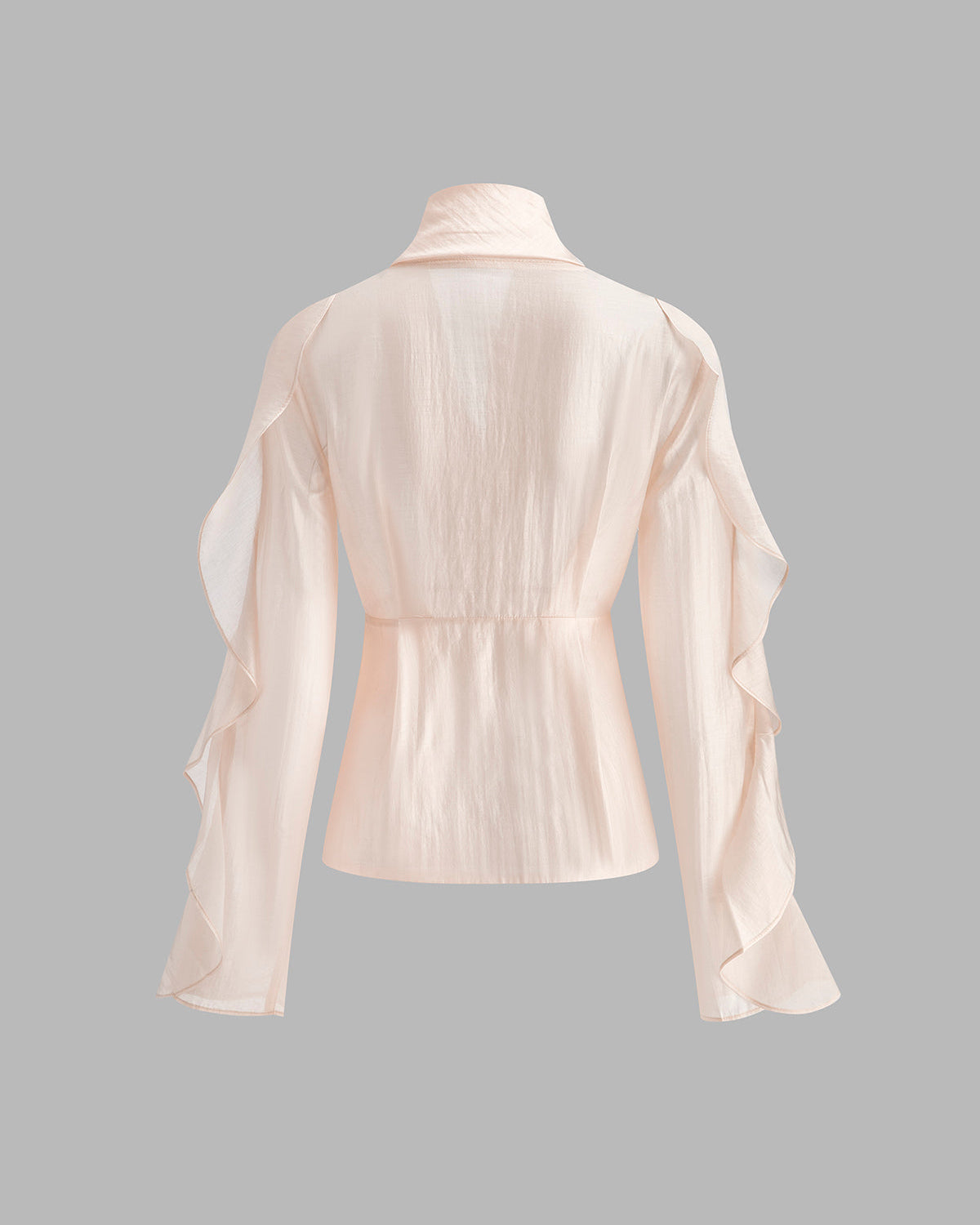 Yarı Şeffaf Şifon V Yaka Büzgülü Bluz