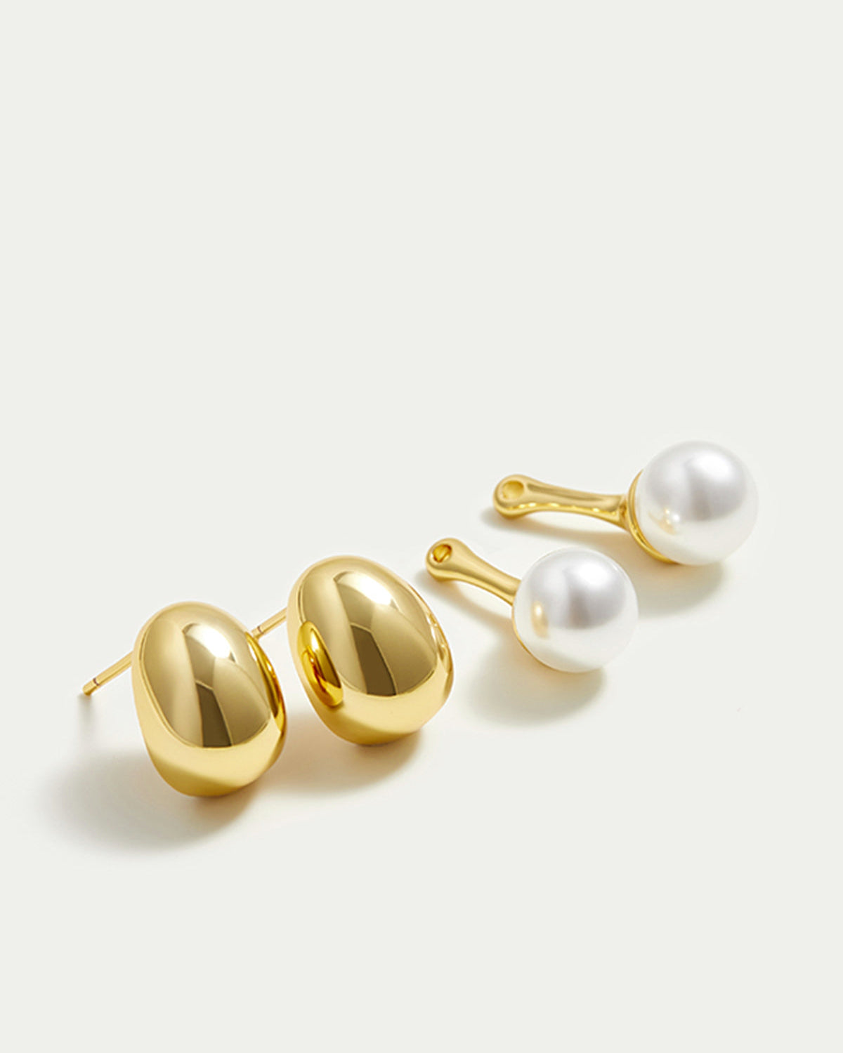 Çıkarılabilir İncili Altın Boncuk Küpe