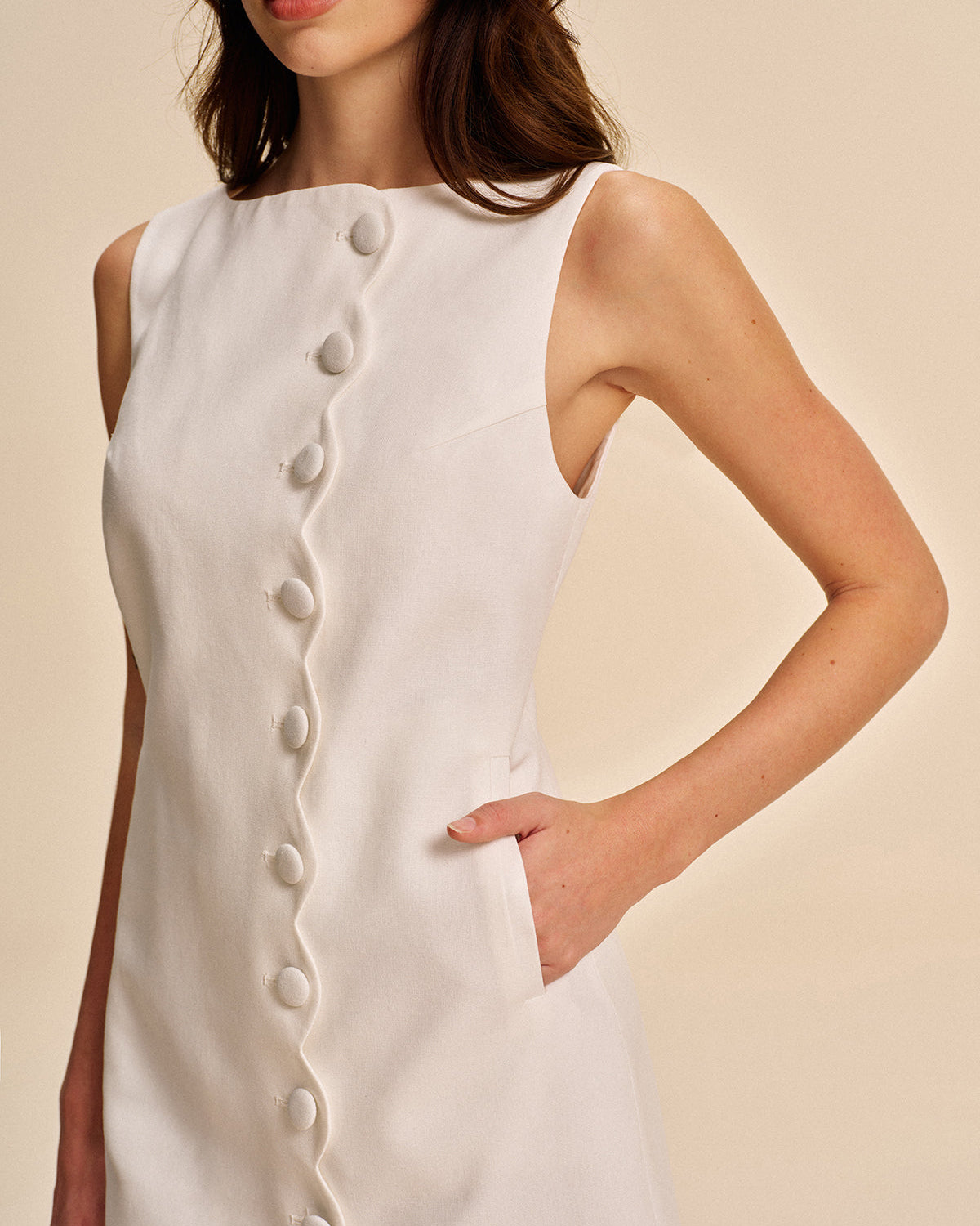 Düğme Detaylı A Kesim Mini Elbise