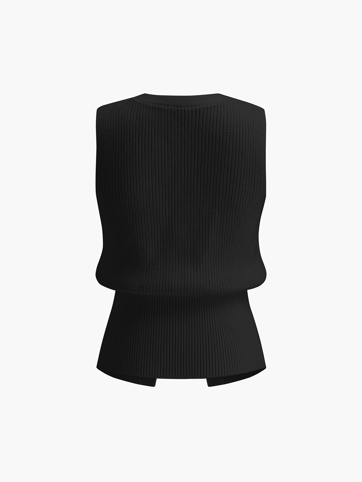 Metal Tokalı Bel Detaylı Triko Yelek