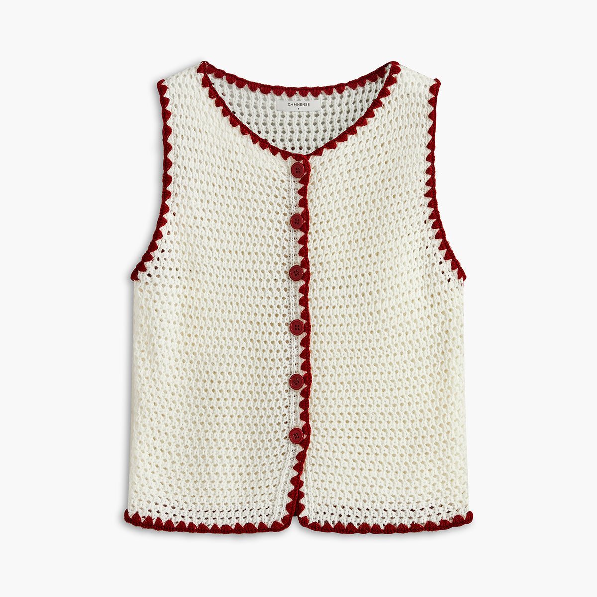 Düğmeli Kontrast Renkli Kroşe Yelek