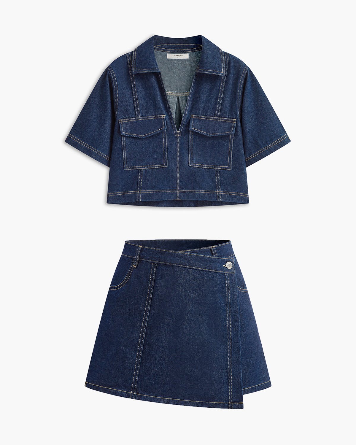 Cepli Denim Şort Takım