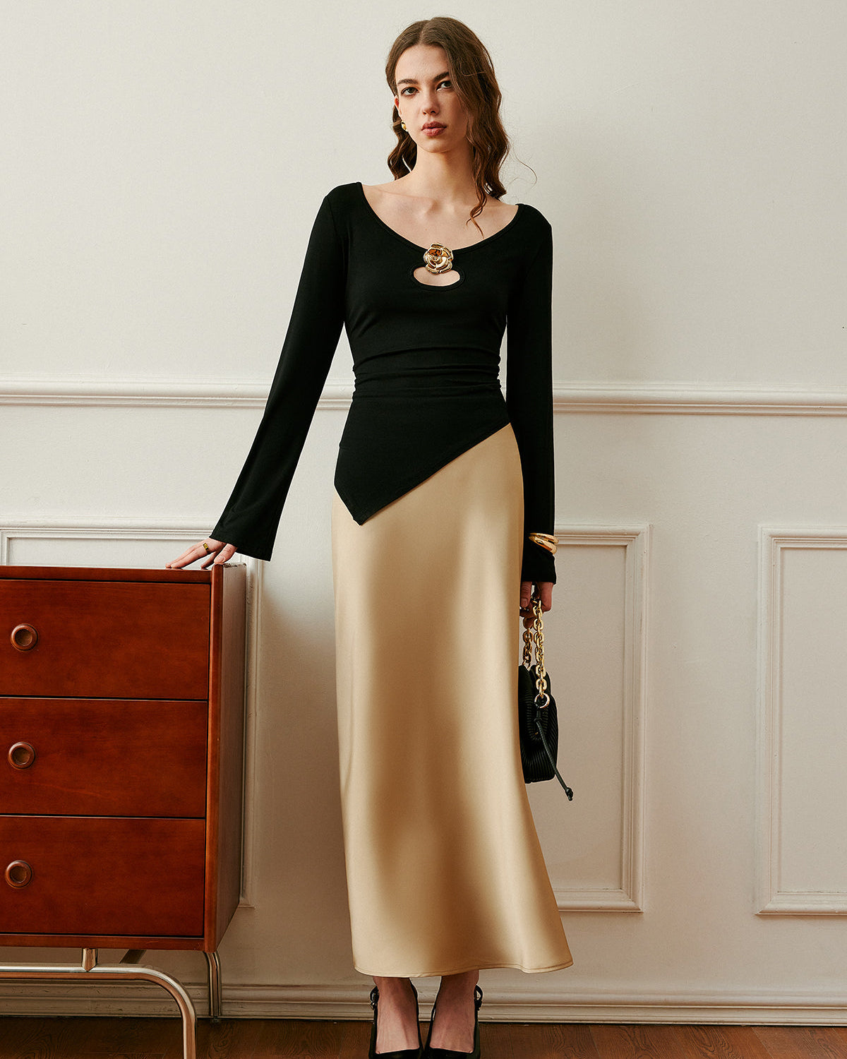 Saten Yüksek Bel Etek