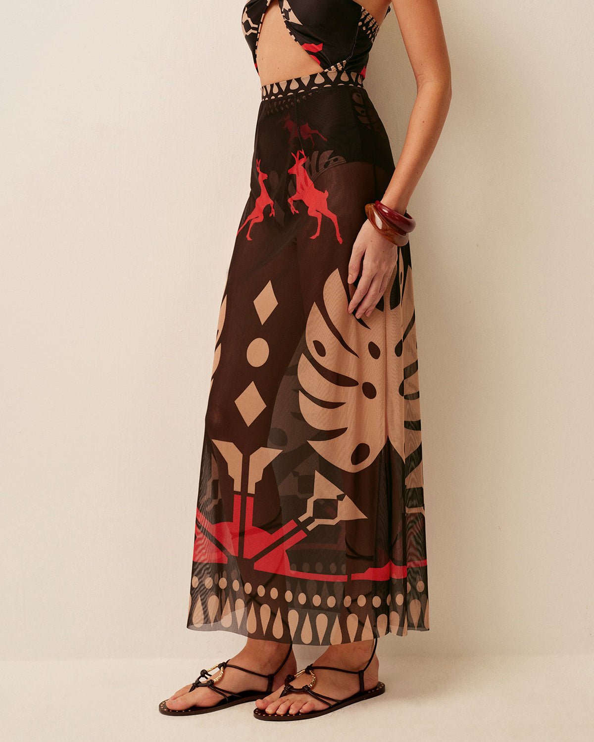 Şeffaf Baskılı Pareo Etek