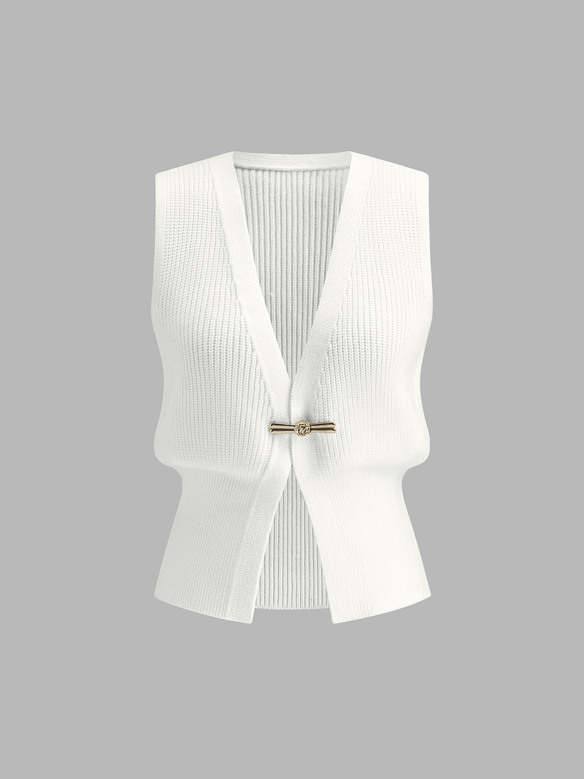 Metal Tokalı Bel Detaylı Triko Yelek