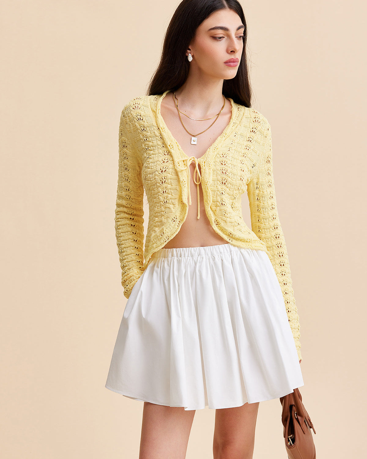 Önden Bağlamalı Kroşe Triko Hırka