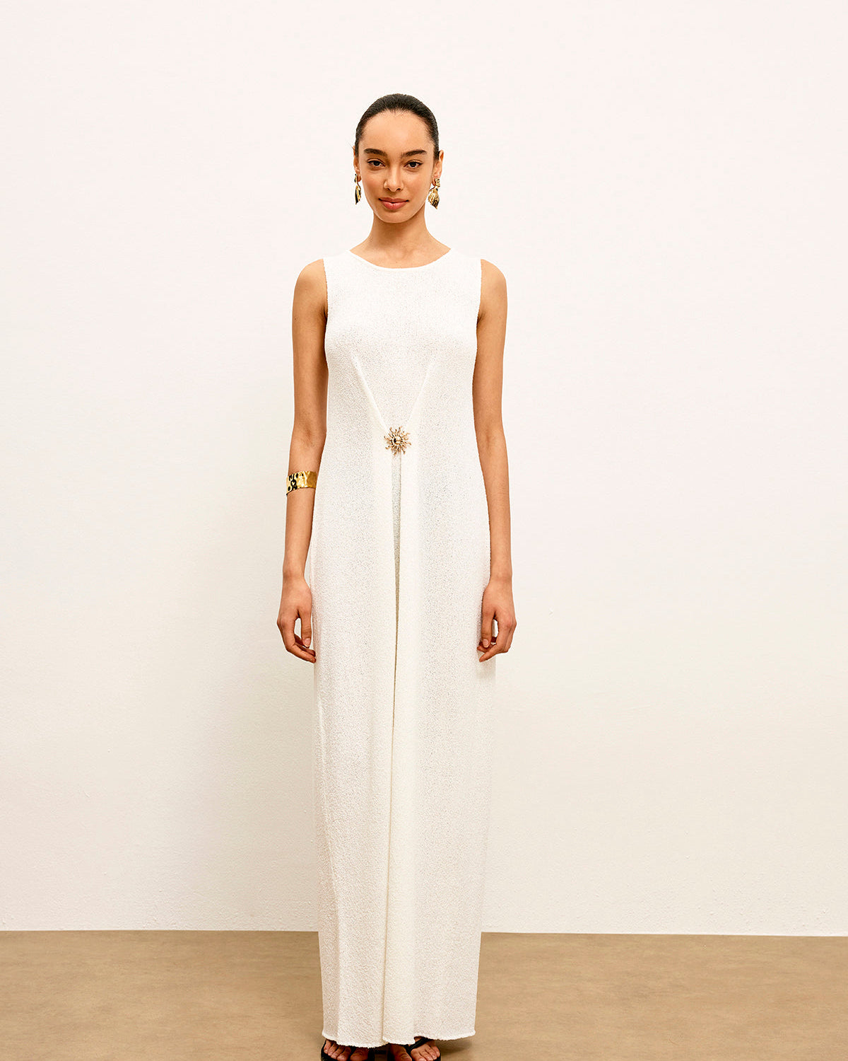 Metal Detay Kolsuz Kazak Elbise