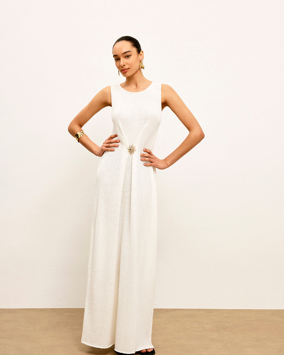 Metal Detay Kolsuz Kazak Elbise