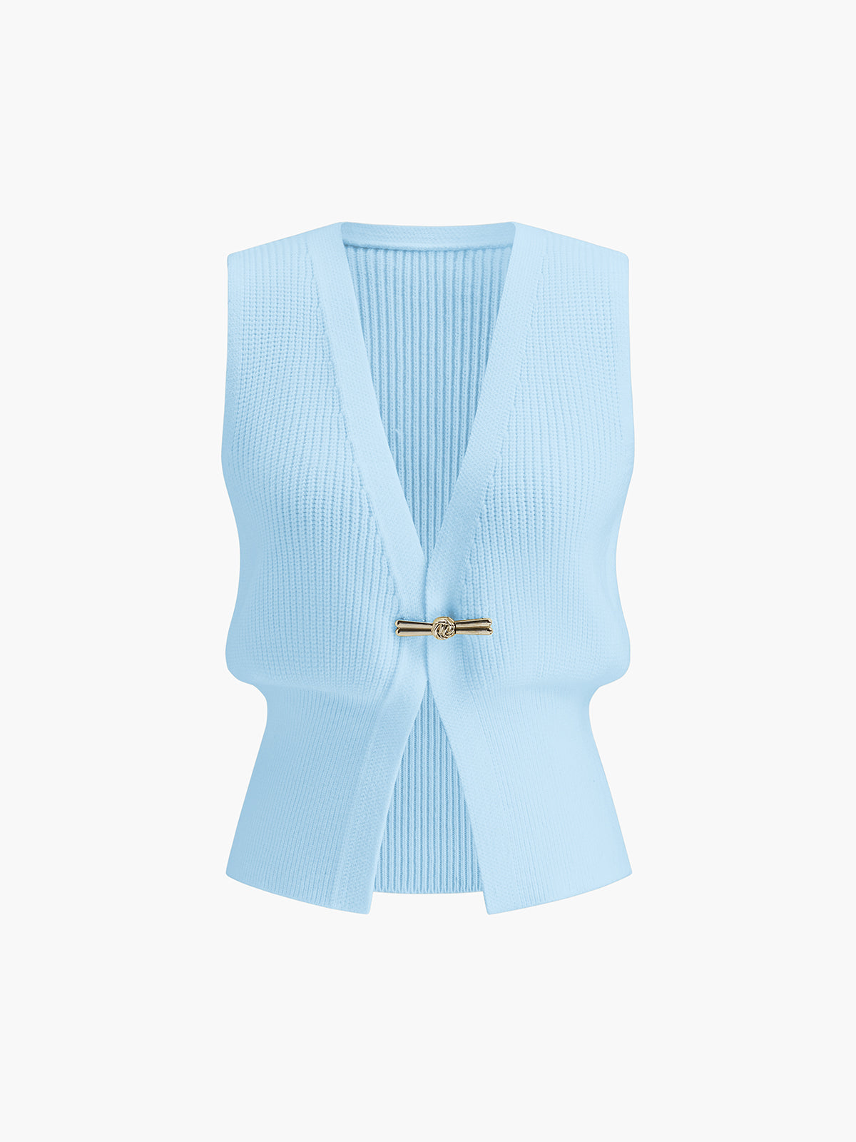 Metal Tokalı Bel Detaylı Triko Yelek