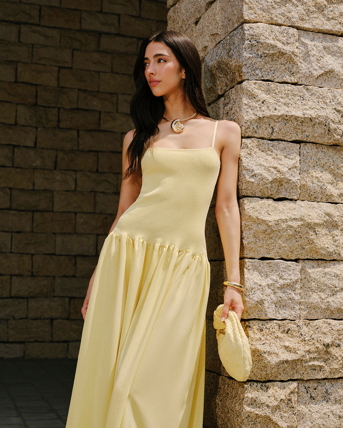 Pliseli Etek Askılı Kazak Elbise