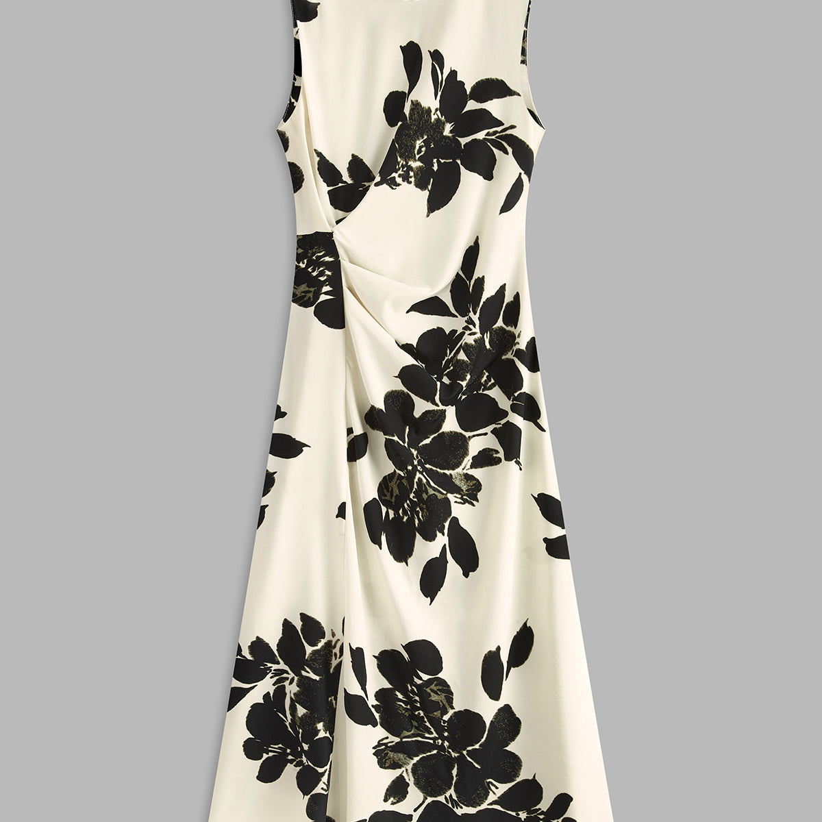 Çiçek Desenli Kolsuz Pileli Elbise