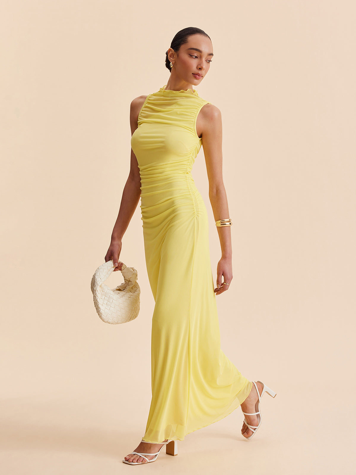 File Büzgülü Kolsuz Elbise