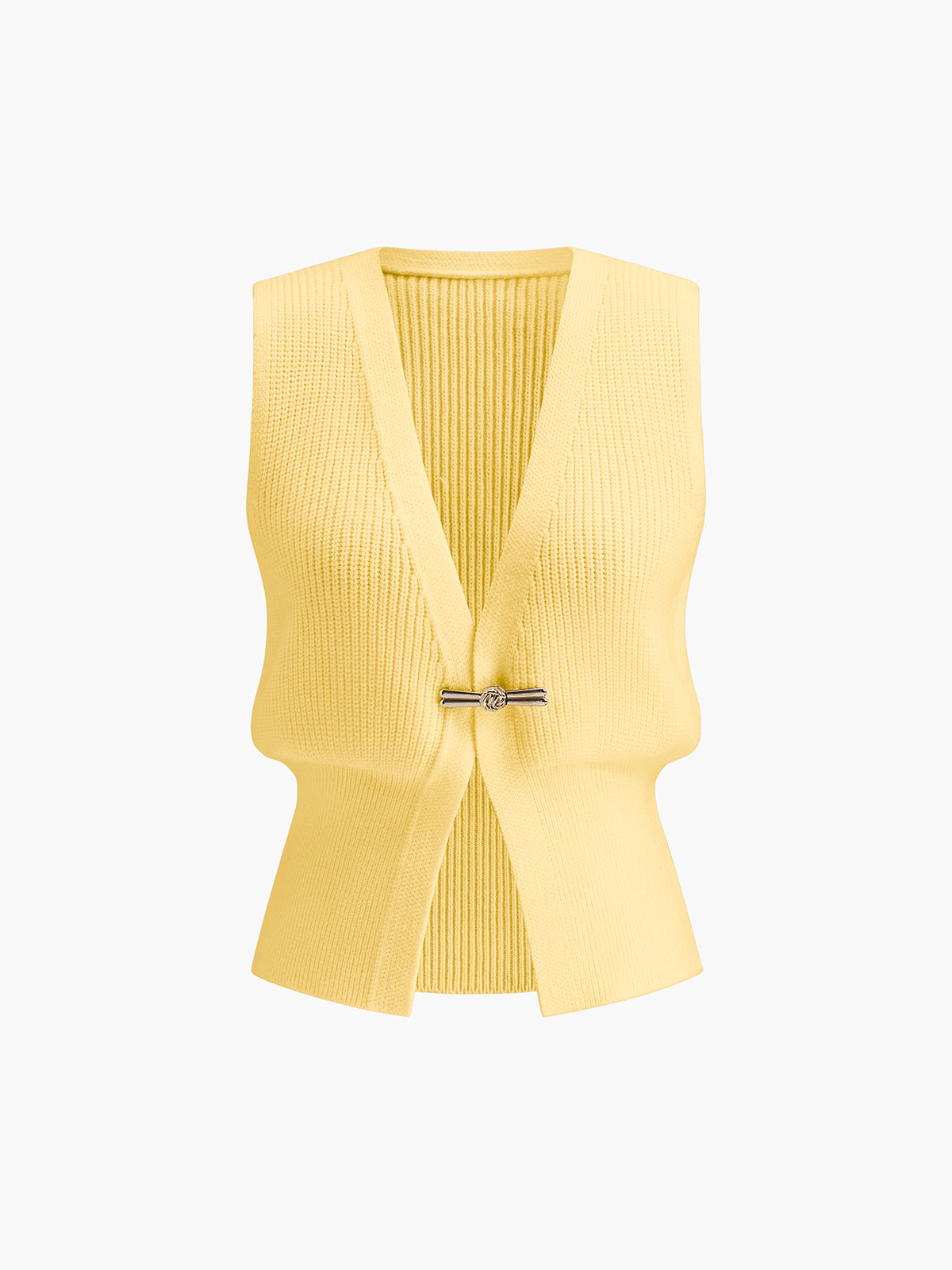 Metal Tokalı Bel Detaylı Triko Yelek