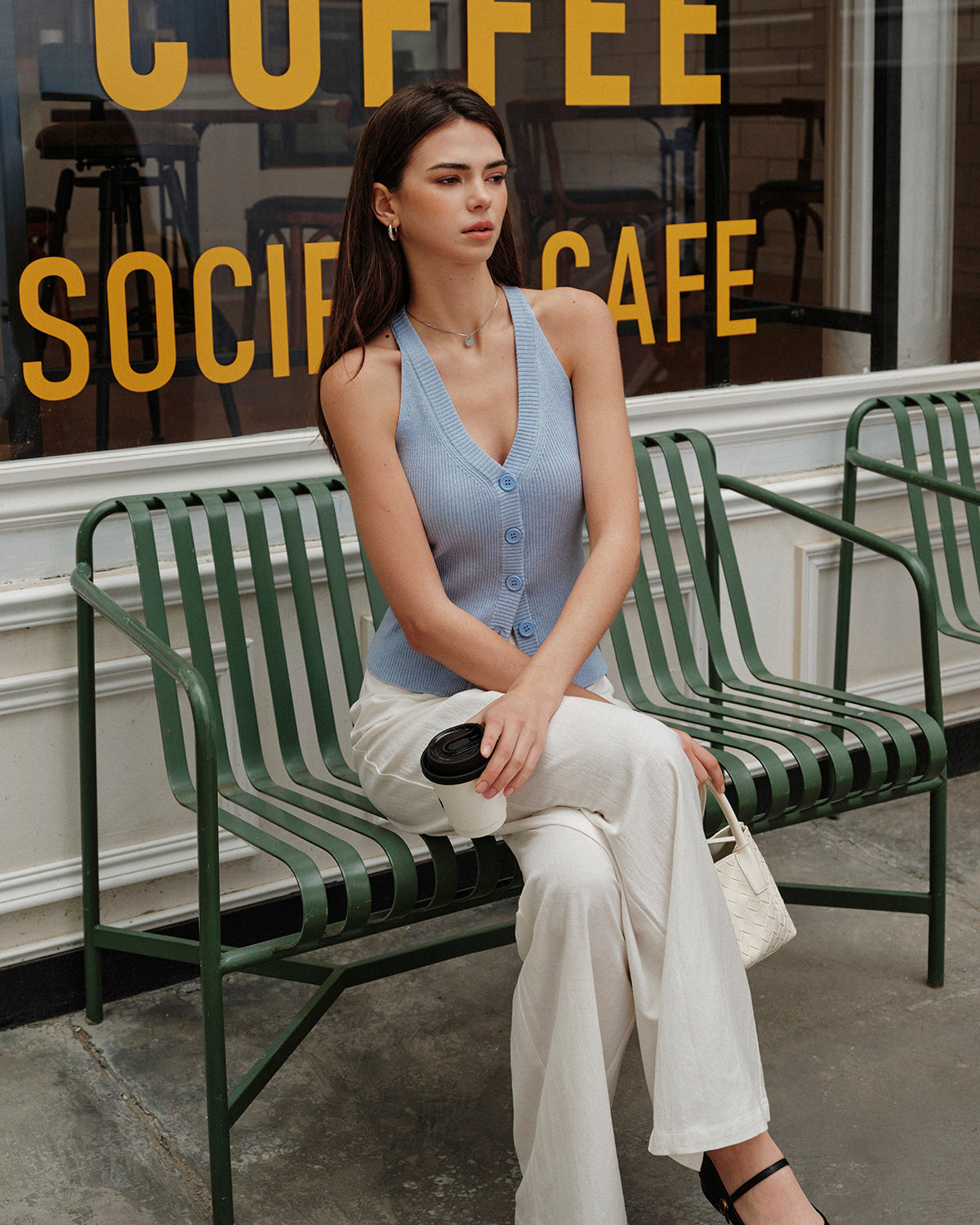 V Yakalı Yırtıklı Kazak Yelek