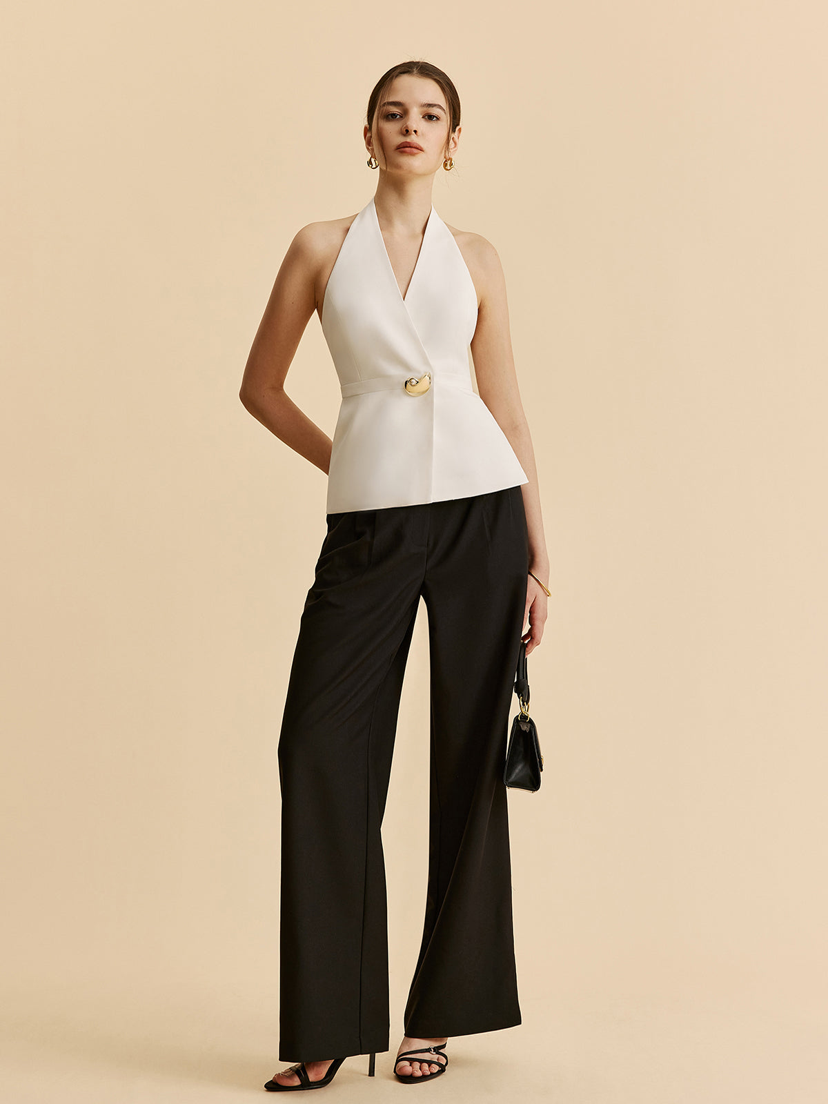 Cepli Halter Yaka Kruvaze Blazer Üst