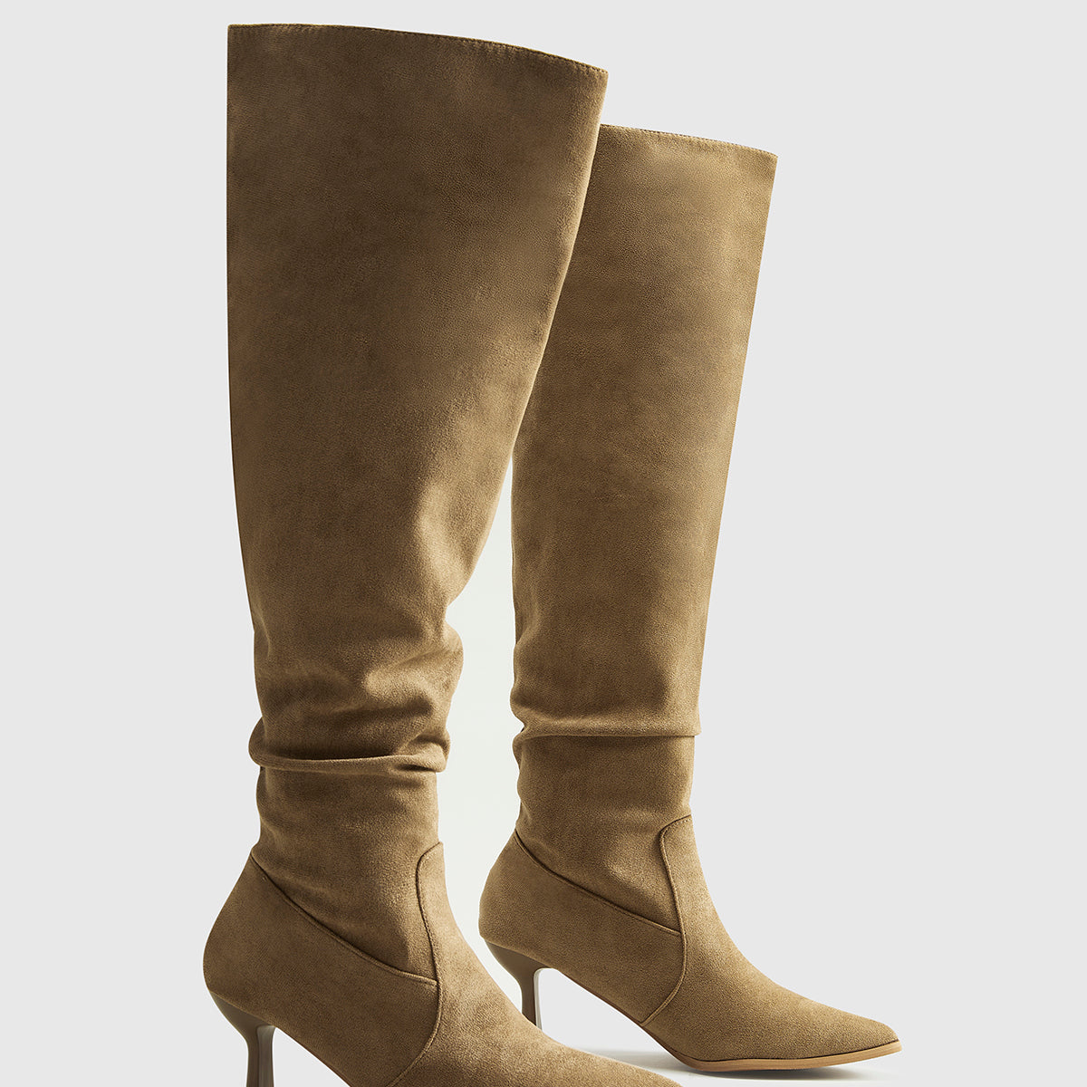 Suede Ruched Diz Üstü Çizme