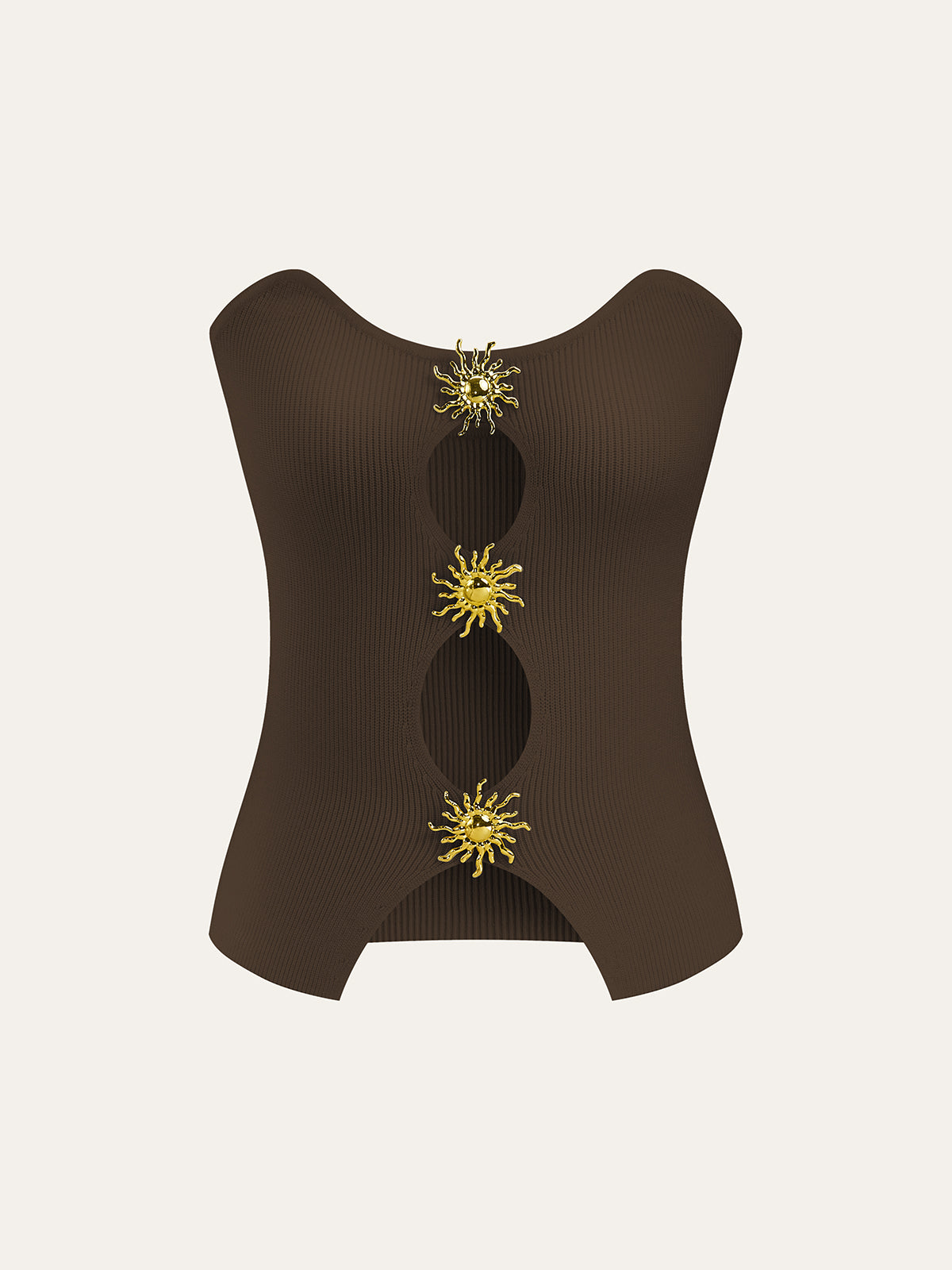 Metal Detaylı Kesik Triko Yelek