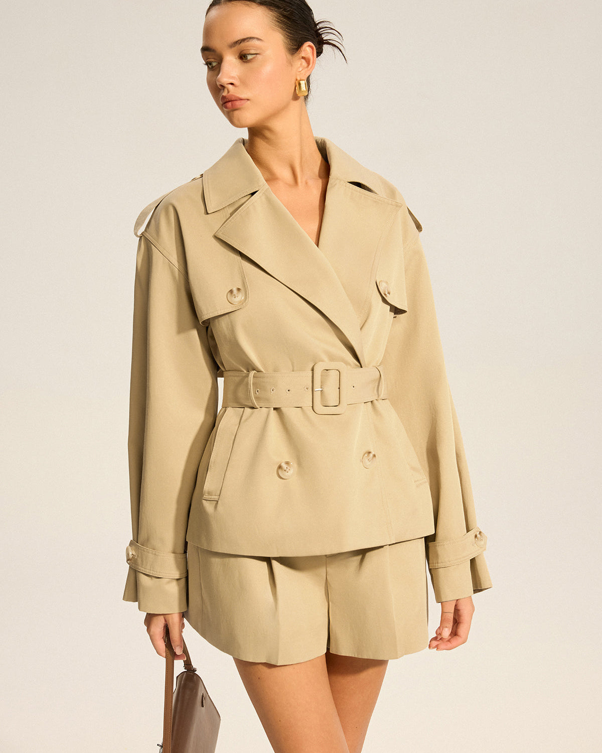 Pamuklu Karışım Kuşaklı Trençkot