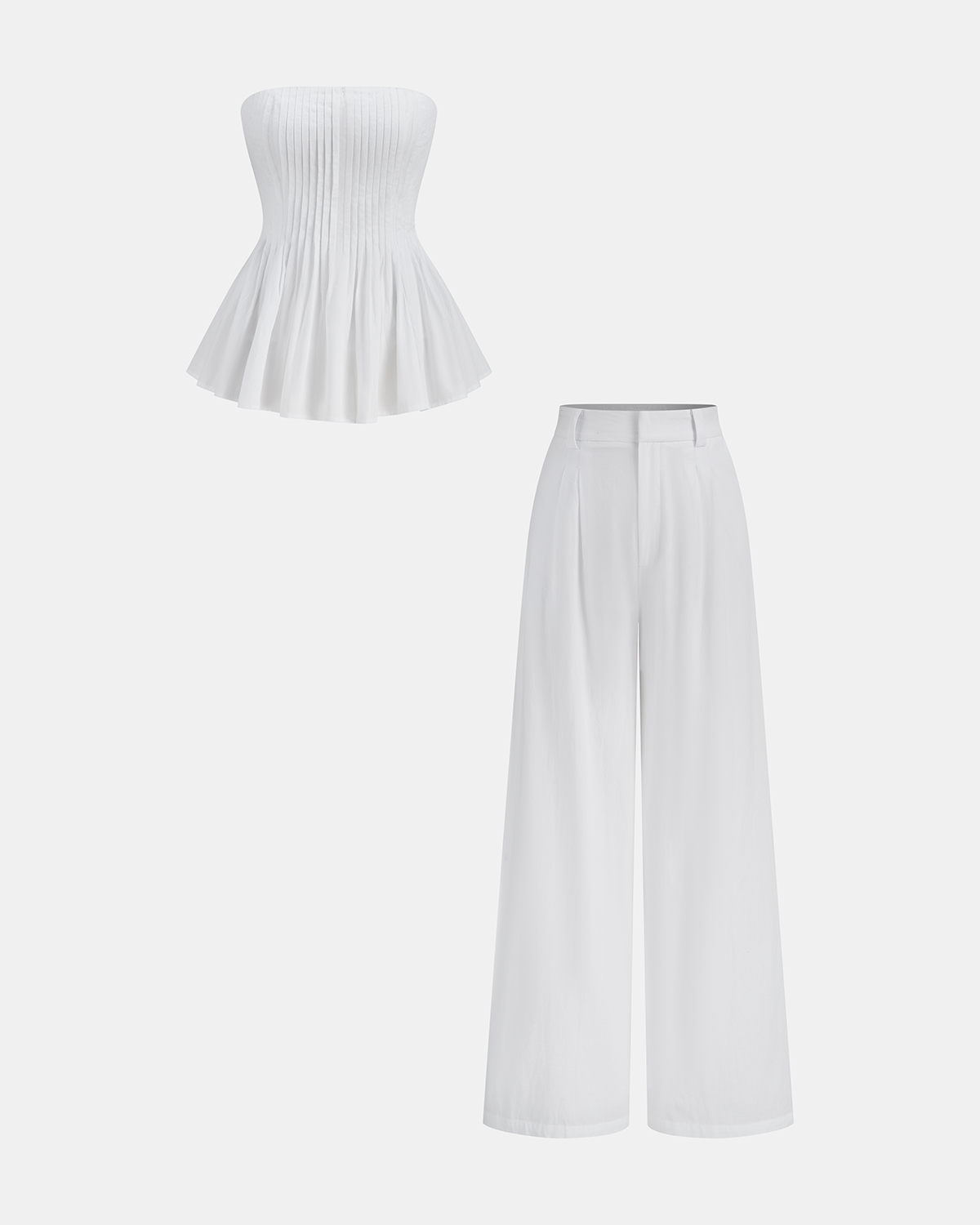 Pamuklu Pileli Askısız Peplum Bluz