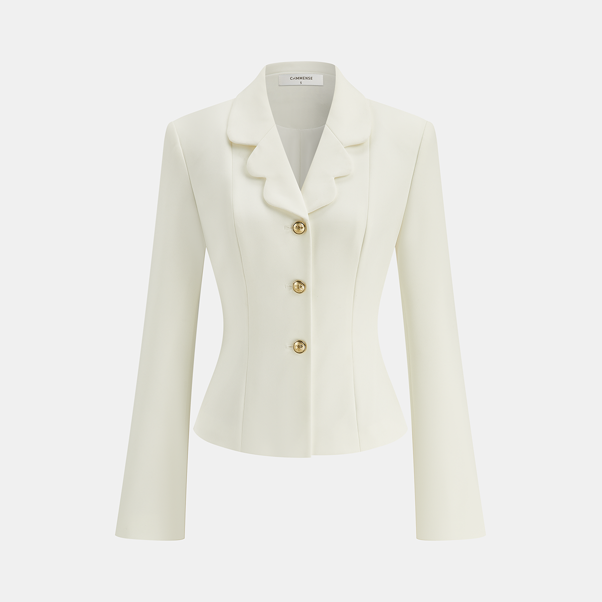 Fırfırlı Yaka Metal Düğmeli Blazer