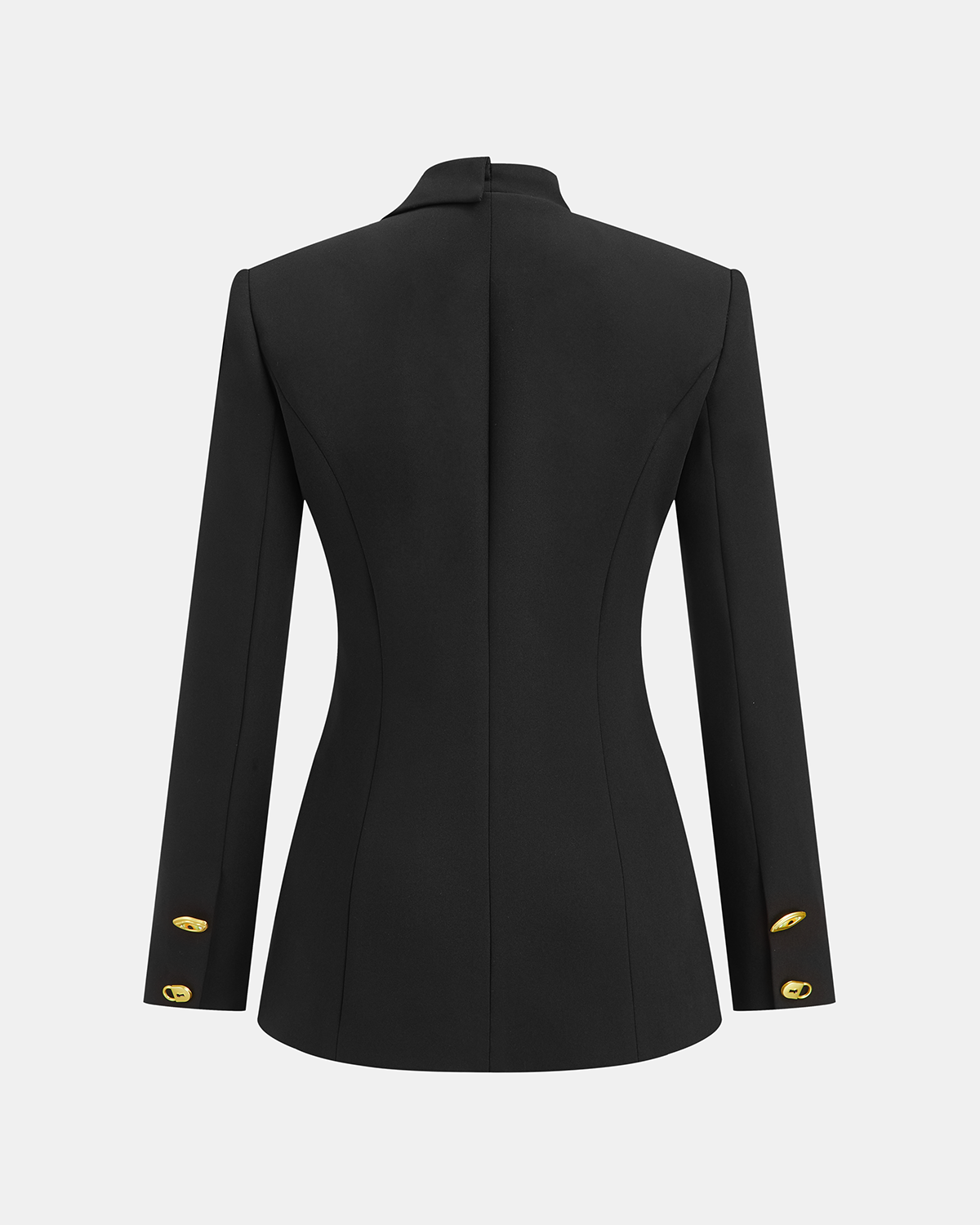 Asimetrik Tasarımlı Altın Düğmeli Blazer