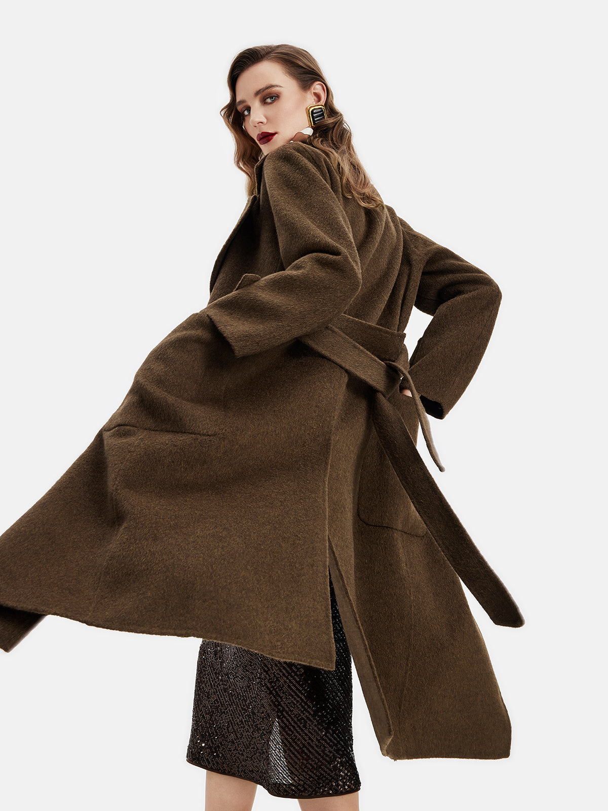 Perulu Alpaka Yün Yaka Ceket