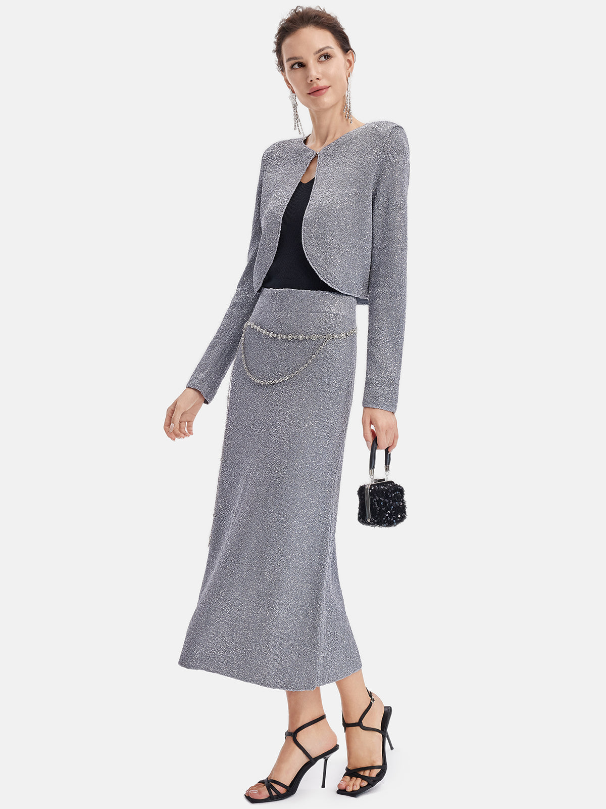 Galaksi Işıltılı Örgü Ceket