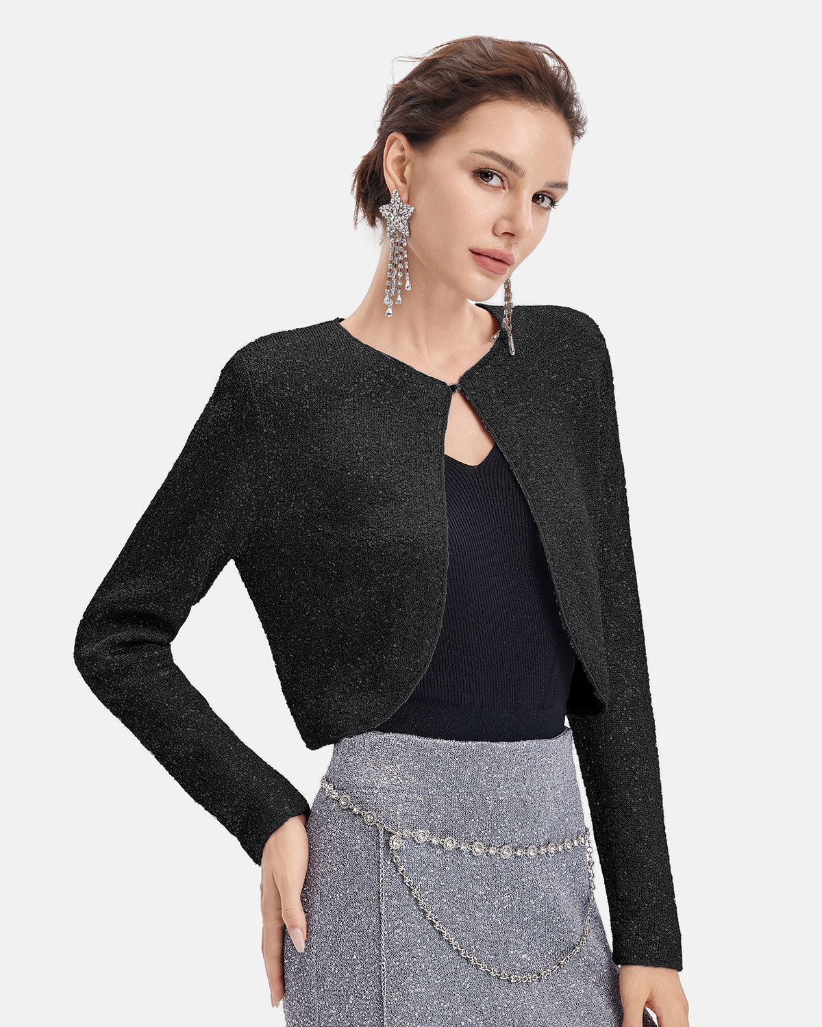 Galaksi Işıltılı Örgü Ceket